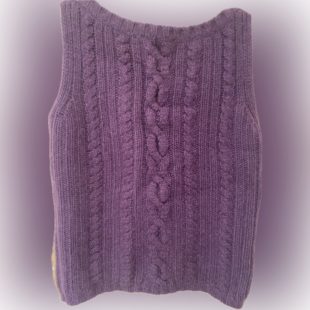 Ann Taylor purple cashmere sleeveless vest/ shell w boat neck
